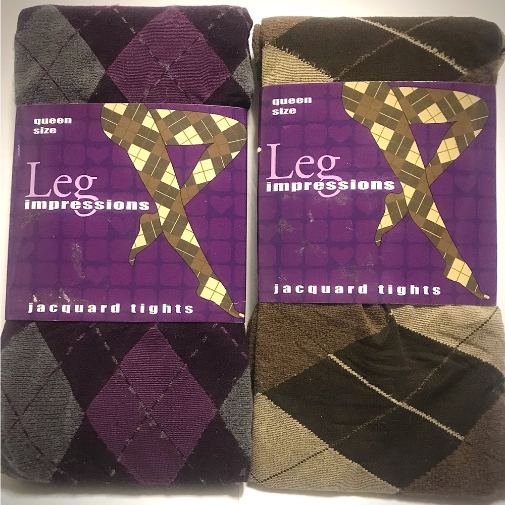 Leg Impression Women Jacquard Plus Size Queen Size  Footed Tights